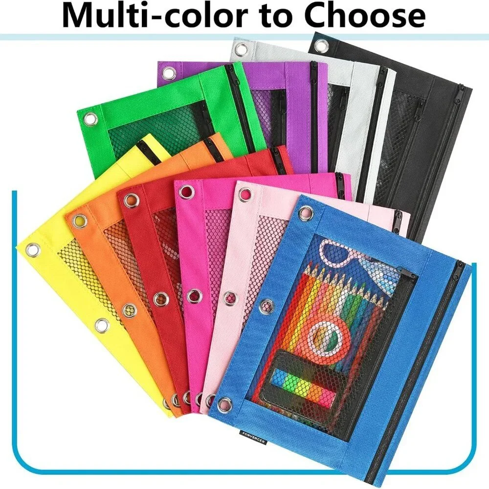 Pencil Pouch for 3 Ring Binder, Clear Pencil Case Bag with Smooth Zipper, Pen Or